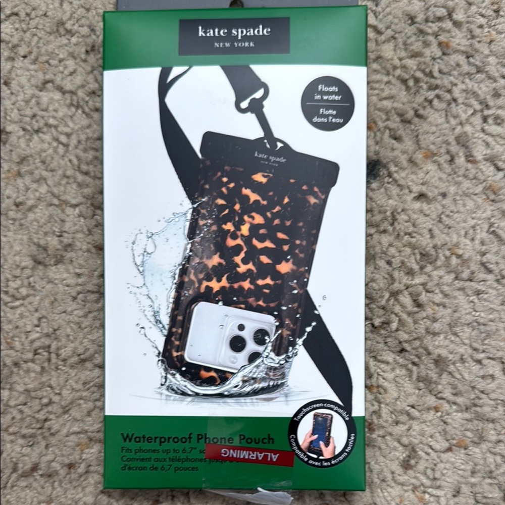 Kate Spade Black and Brown Waterproof Phone Pouch